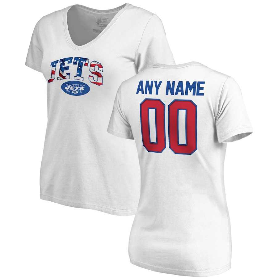 Women Customized New York Jets NFL Pro Line by Fanatics Branded Any Name & Number Banner Wave V Neck T-Shirt White,We sell and wholesale Women Customized New York Jets NFL Pro Line by Fanatics Branded Any Name & Number Banner Wave V Neck T-Shirt White on line form chian!
